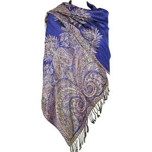 Double Layered Shawl Wrap Scarf royal blue